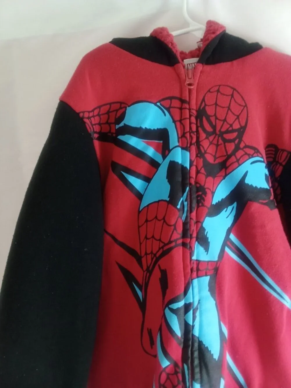 Youth Boys Kids Size 7 Spiderman Plush Hoodie Jacket Full Zip